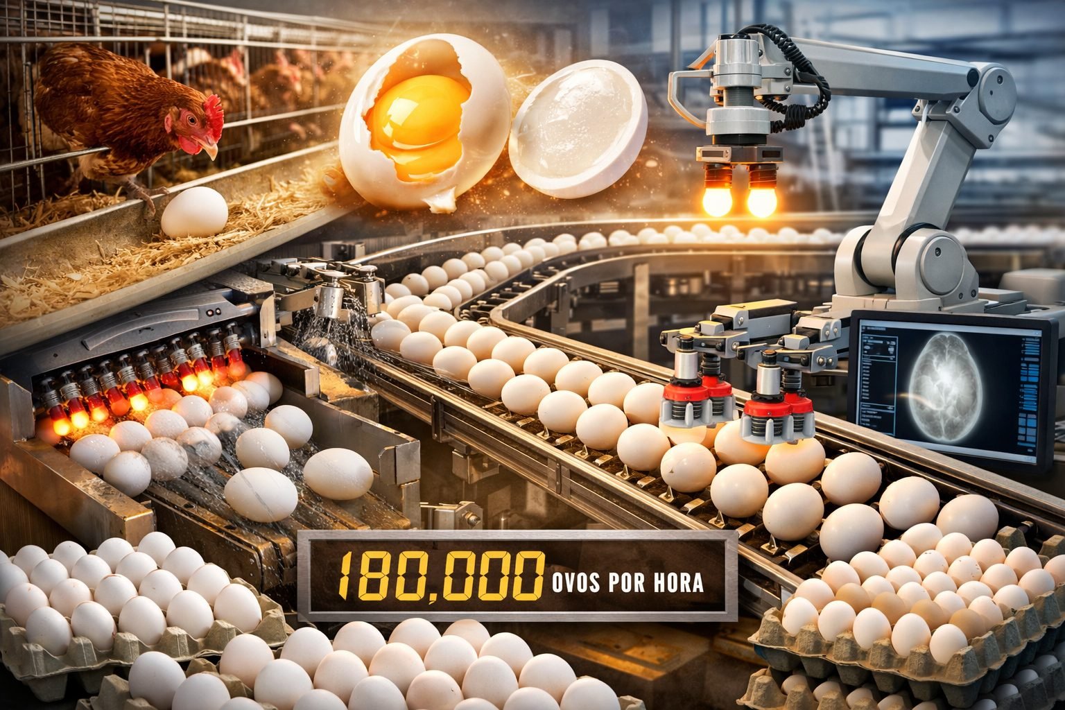 Conheça a indústria que lava e inspeciona 180 mil ovos por hora, um ritmo absurdo