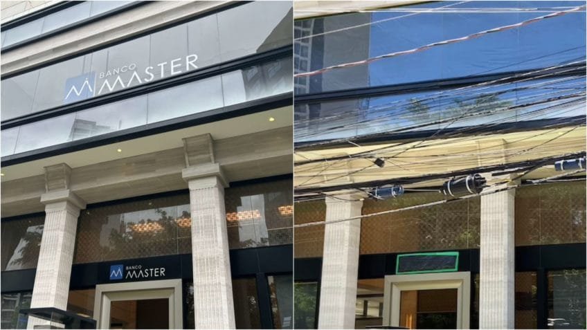 Sede do Banco Master tem logo coberto e tapumes