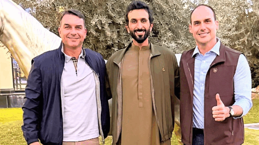 Eduardo e Flávio Bolsonaro se encontram com príncipe do Bahrein