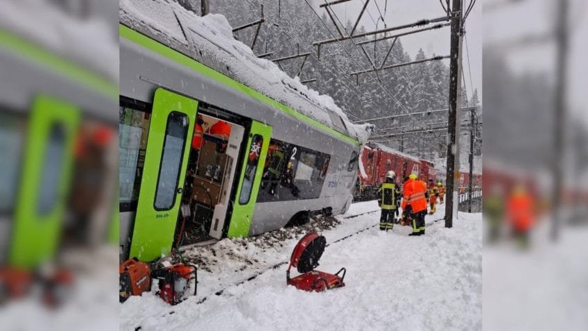 Trem descarrila na Suíça e deixa 5 feridos após avalanche