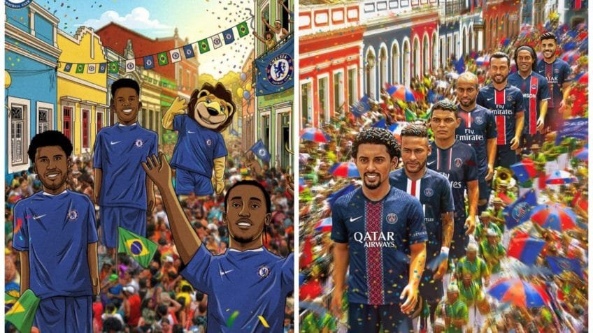 Chelsea e PSG homenageiam Carnaval com jogadores do Brasil