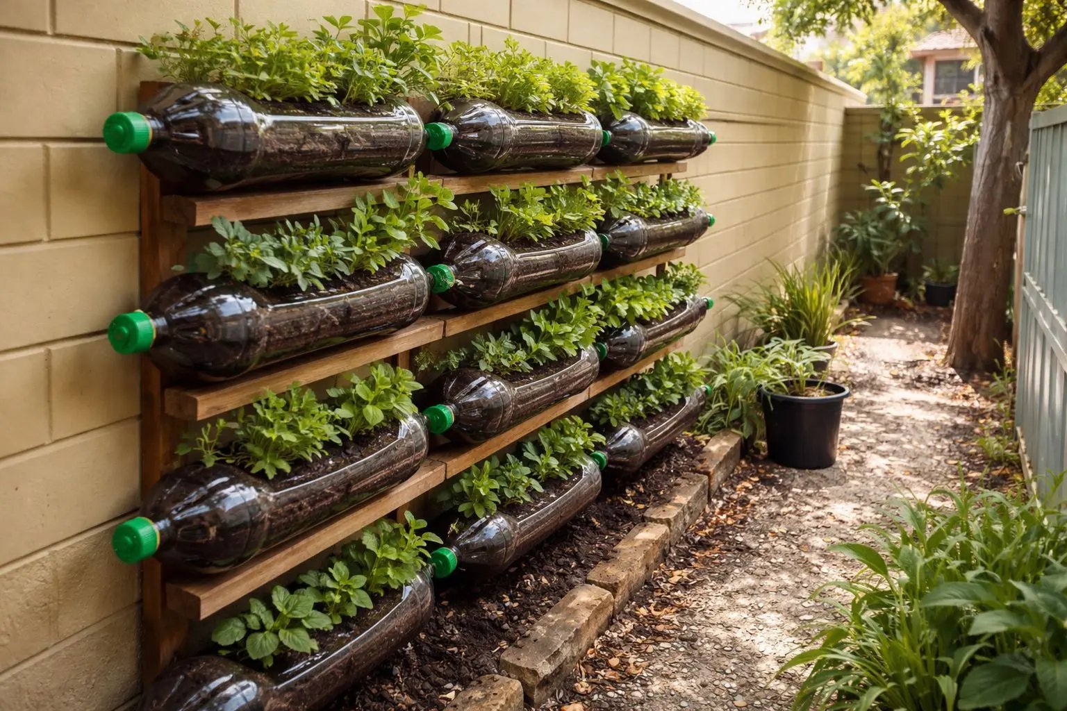 Horta vertical com garrafas PET ganha espaço e vai te fazer produzir muito