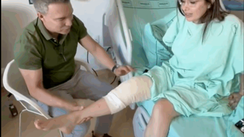 Carol De Toni se recupera após cirurgia no joelho com 6 fraturas