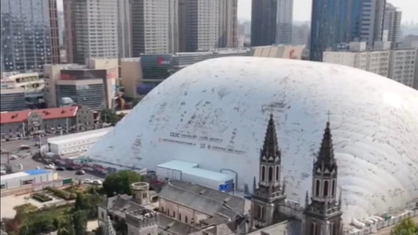 China usa bolhas em obras para evitar poeira e poluição sonora