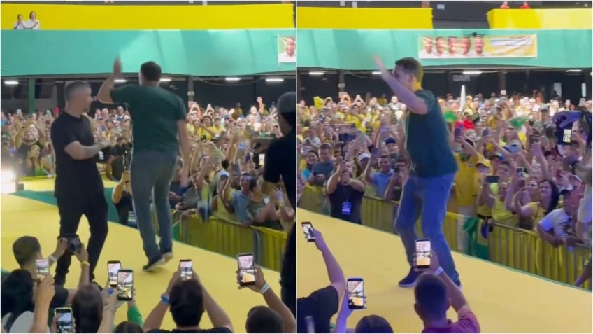 Flávio passa a fazer dancinha em comícios em novo estilo