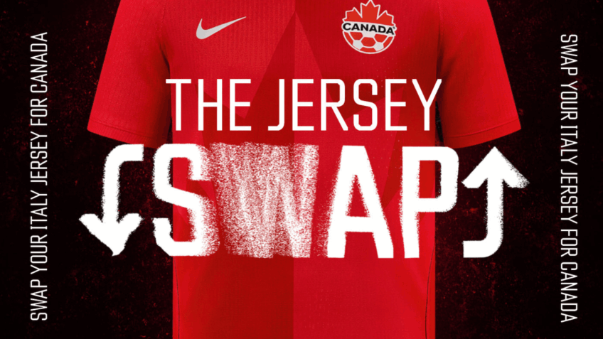 Ação no Canadá brinca com Itália fora da Copa e faz troca de camisa