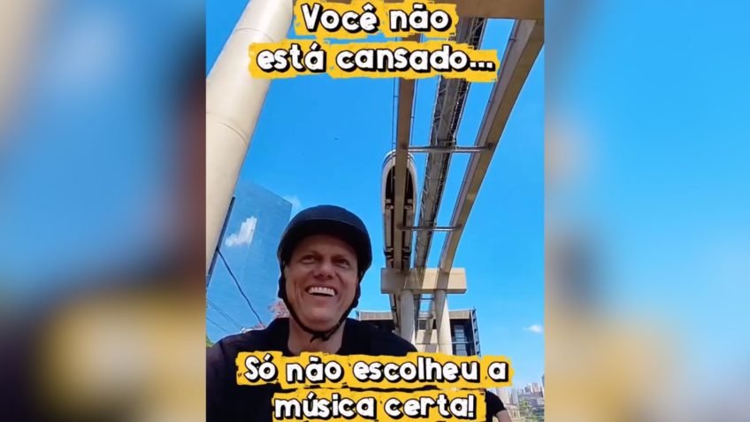 Tarcísio pedala ao som de “Cocoricó” e minimiza cansaço