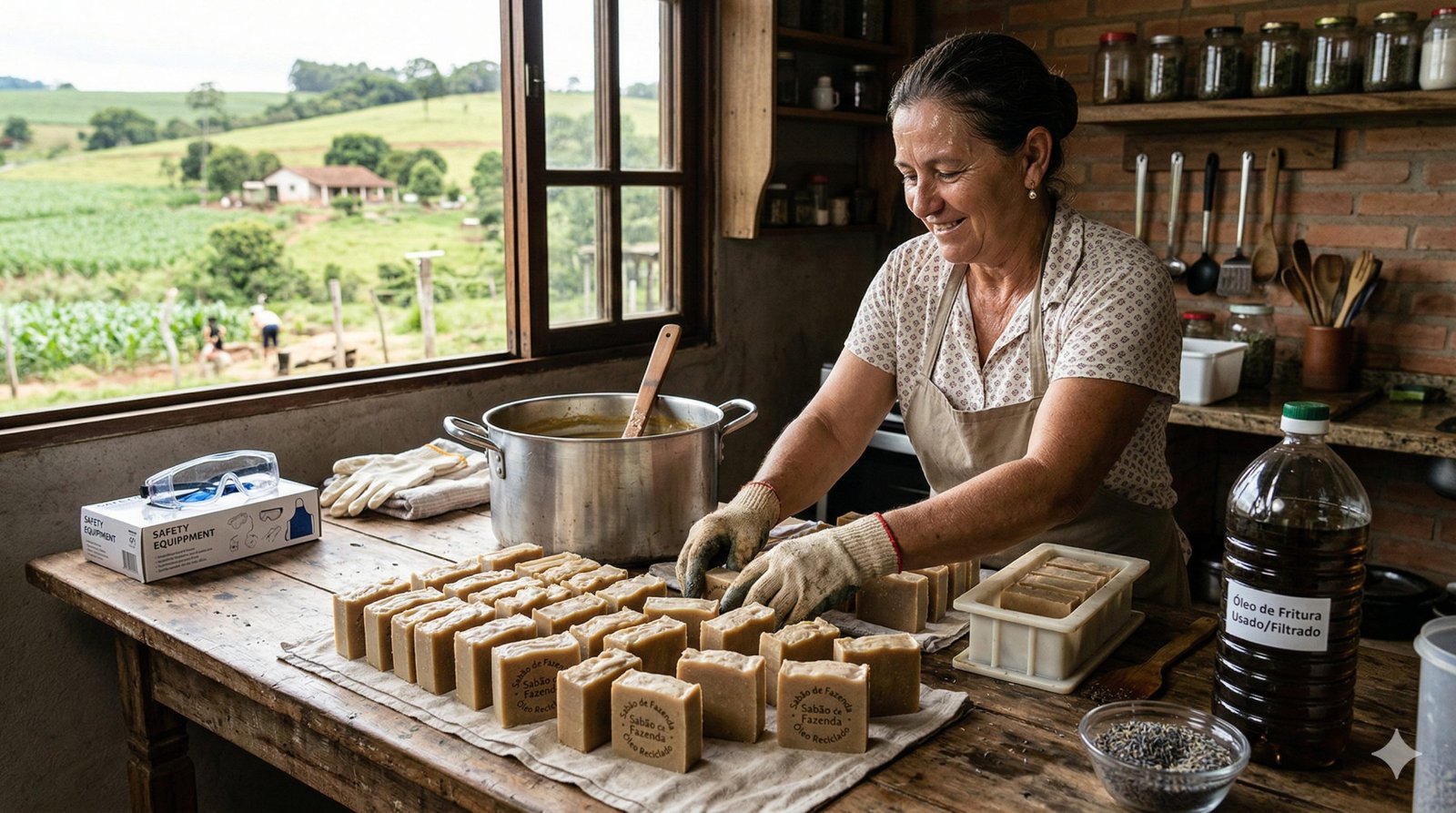 Nada se perde no campo: Como o óleo de fritura vira sabão de primeira na fazenda