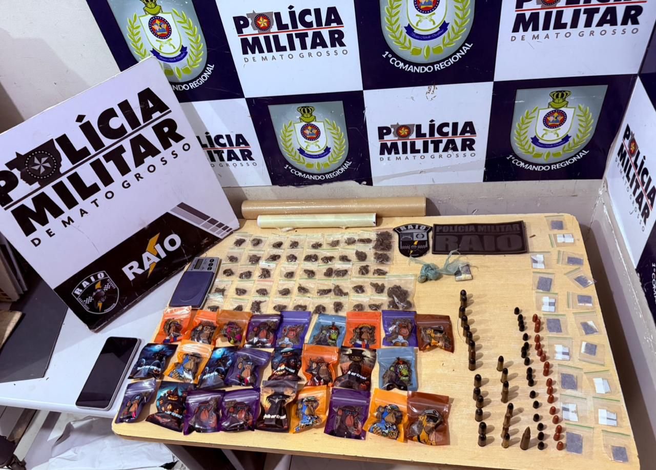 Companhia Raio prende dois homens com drogas e munições em Cuiabá